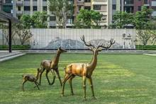玻璃鋼鹿仿銅鑄銅鹿雕塑售樓處動物擺件