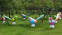 園林樹脂玻璃鋼幾何鳥工藝雕塑房地產草坪景觀切面藝術