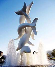 廣場雕塑海豚雕塑玻璃鋼水景雕塑不銹鋼海豚雕塑地產雕塑